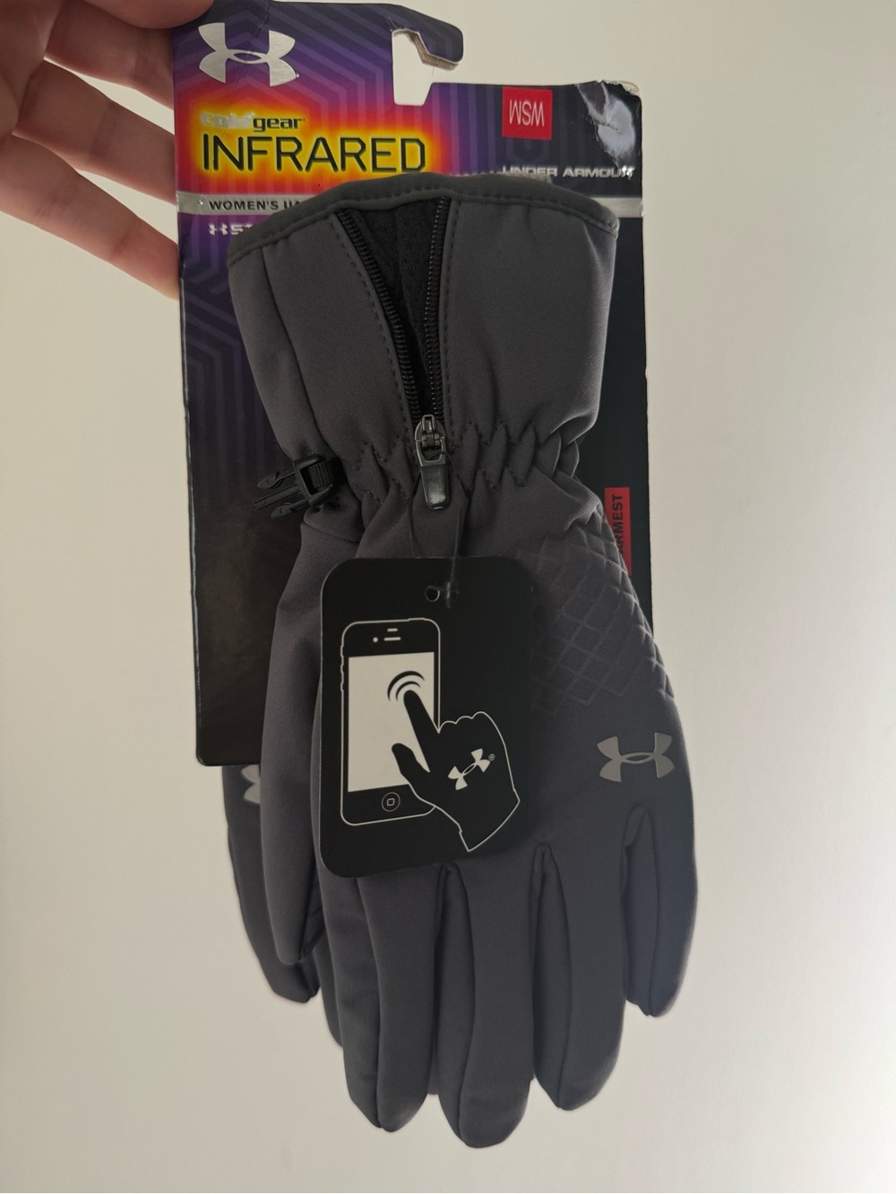 Under Armour Women's Infrared Touchscreen Winter Gloves Dark Grey NWT #Lux-T